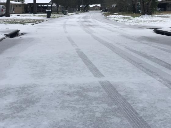 Ice, snow recorded in Beaumont on Feb. 15.