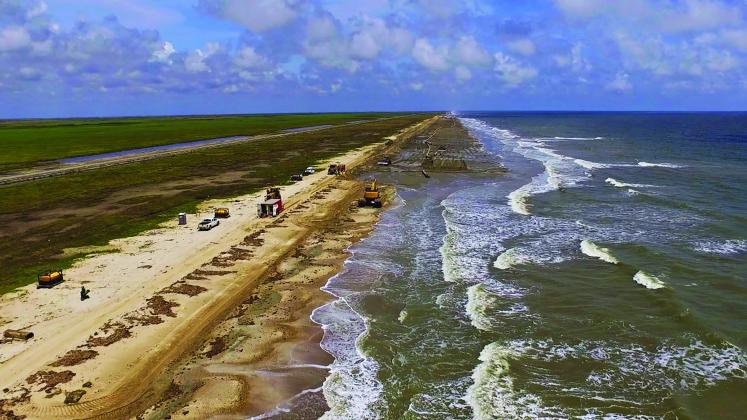 Construction began December 2021 to restore McFaddin Beach's dune system 