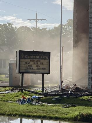 Damage sustained at Central City Baptist Church 