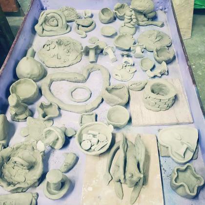An assortment of clay works 