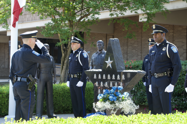BPD Officers salute the fallen officer memorial 