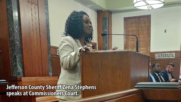 Jefferson County Sheriff Zena Stephens speaks at Commissioners Court.