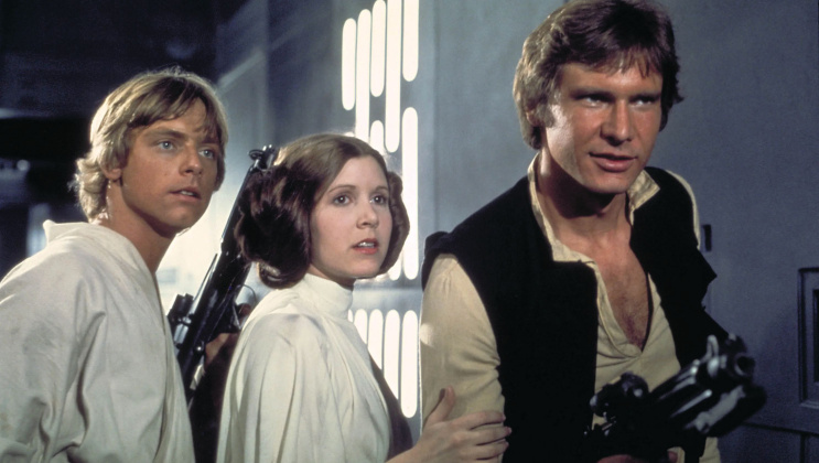 Luke Skywalker, Princess Leia, and Han solo in Star Wars: Episode IV A New Hope