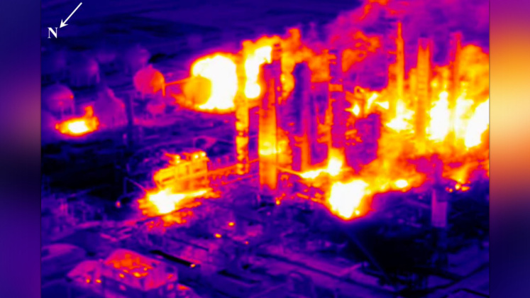 Thermal drone imagery of the TPC PNO facility South Unit taken the morning after the initial explosion