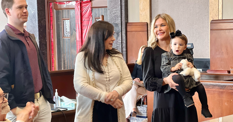 Sweet Charlie Williams was in awe of the Christmas magic filling the courtroom as The Honorable Gordon Friesz grants her an official and forever family with her mom Jami.